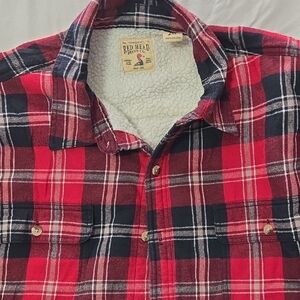 RedHead Men's Red and Black Plaid Button Down Shirt
